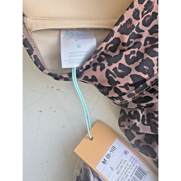 Women's Bandeau Mesh Flyaway Tankini Top - Kona Sol Leopard Print M (8-10) - Picture 2 of 4
